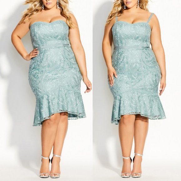 City Chic Dresses & Skirts - NWT City Chic Vine Embroidery Dress Women's Plus Size 18 Seafoam Cocktail Party